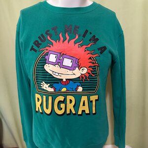 Trust Me I'm a Rugrat Nickelodeon Men's Green Crewneck Sweater Large